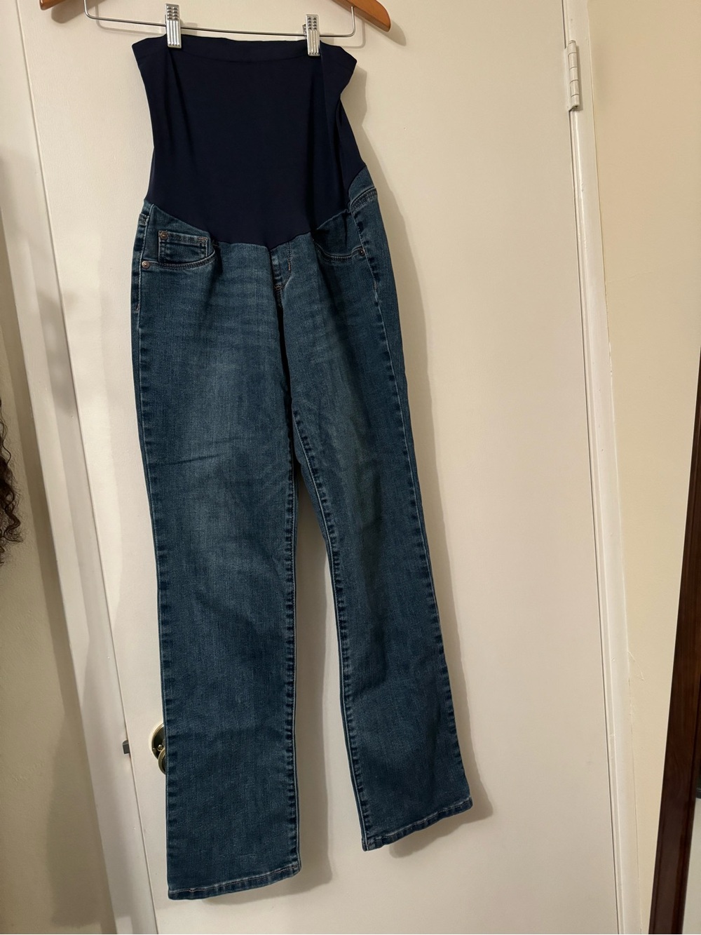 Indigo Blue Navy Panel Flare Maternity Jeans size medium